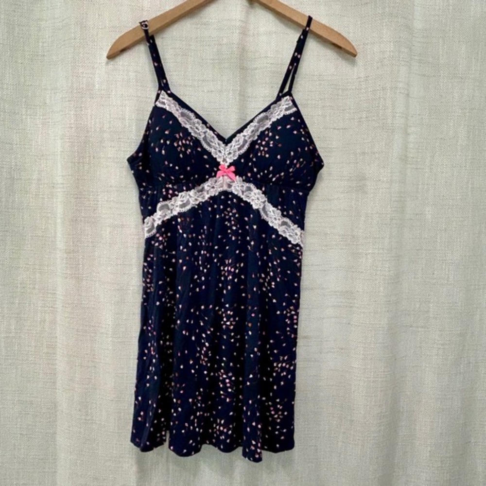 Victorias Secret LG Blue Pink Floral Lace Soft Babydoll Nightie Y2K New With Tag